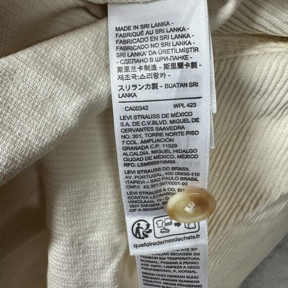 Levi's NEW Shirt Shacket Womens Large Cream Corduroy Relaxed Fit Button Up Logo - Picture 14 of 14